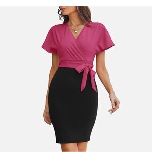 Grace Karin Wrap Dress Black/Pink M NWT in‎ packaging